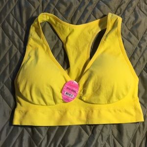 NWT Sunny yellow racer back sports bra XL